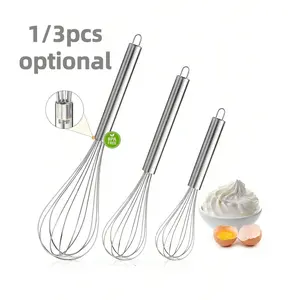1/3 Pack Stainless Steel Whisk for Cooking, Thick Wire Wisk ＆ Strong Handles, Egg Frother for Cooking, Blending, Whisking, Beating and Stirring