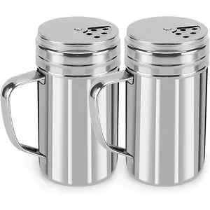 13oz Salt and Pepper Shakers with Adjustable Pour Holes, Stainless Steel Dredge Shaker, Seasoning  Shakers for Salt Pepper Cinnamon Sugar Flour