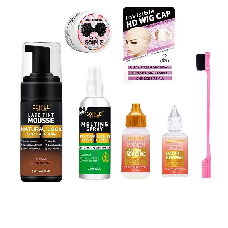 Lace Tint Hair Mousse, Lace Women's Wig and Hair Accessories Set, Natural Finish, Long Lasting Hold, 7 Piece Wig Installation Kit, Haircare, Hair Products