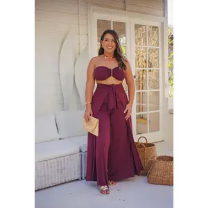 Burgundy Jumpsuit Set