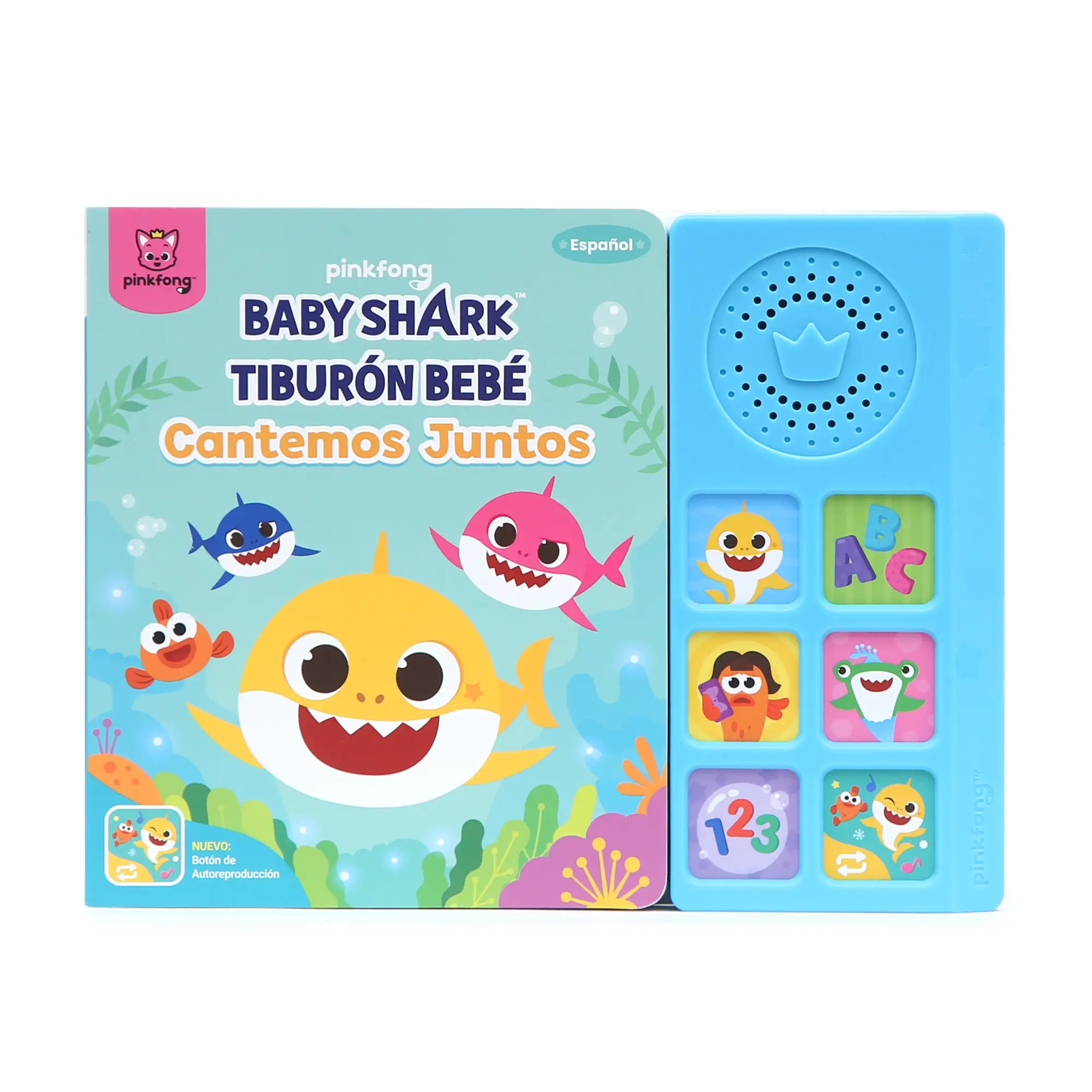 Baby Shark Cantemos Juntos 6 Button Sound Book, Pinkfong Baby Shark Nursery Rhymes in Spanish, Spanish Sing-Alongs For Kids, Interactive Learning Books For Toddlers, Learning & Education Toys, Baby Shark Gifts