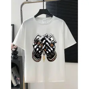 Men's Fashion Dollar Sign Print Crew Neck Short Sleeve Casual T-Shirt