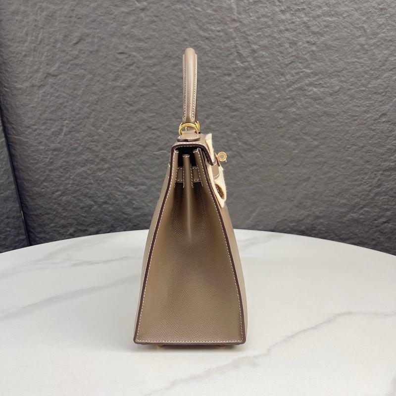 Pre-owned HERMÈS Leather tote bags Hermes Kelly 28 Epsom 18 Etoupe (mk103369)