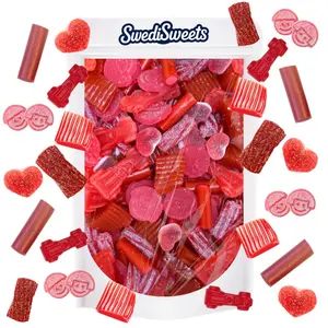 Swedisweets \u2013 Red Candy Mix \u2013 Swedish Red Candy Bulk Mix \u2013 Fruity Gummies, Chewy Sour Treats & Soft Jelly Bites Ideal for Parties, Birthdays & Anniversaries \u2013 227 g (8 oz)