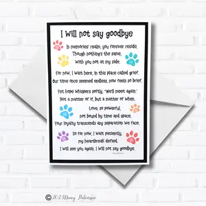 Pet Sympathy Card, Dog Sympathy Card, Pet Loss Card, Dog Bereavement Card