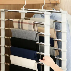 Foldable Multi-layer Pants Hanger 4 Pack Stainless Steel Non-slip Durable Closet Organizer for Pants & Similar Items Versatile Storage Solution Hanging