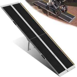 8ft Wheelchair Ramp with 4 Support Legs, Seamless Portable Aluminum Ramps for Wheelchairs for Home Steps & Stairs, Heavy Duty Non-Slip Mobility Scooter Threshold Ramp, 800lbs Capacity