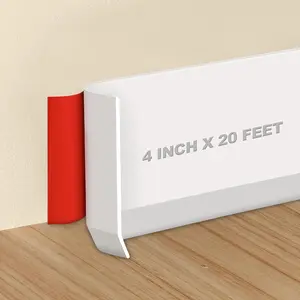 Wall Baseboard Trim 4 Inch x 20 , Flexible Self-Adhesive Rubber Baseboard for Walls, Peel and Stick Wall Molding Trim