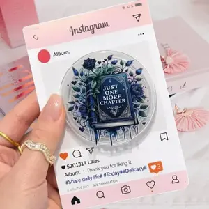 Just One More Chapter Acrylic Phone Grip | Aesthetic Bookish Griptok Clear E-Reader Stand Holder for Kindle iPhone