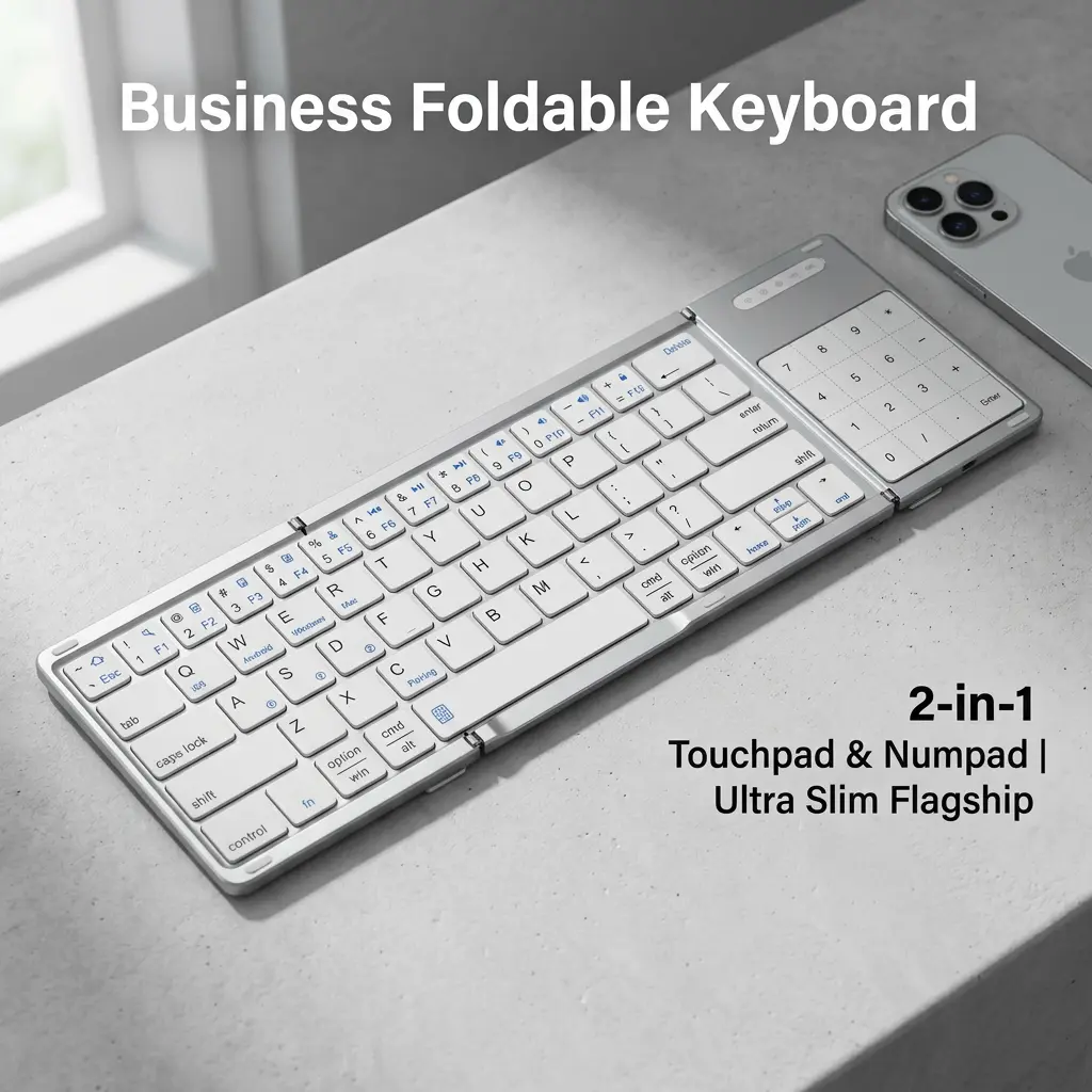 MONZER  foldable wireless Bluetooth keyboard with touchpad, portable mouse for laptops, iPad tablets, and smartphones