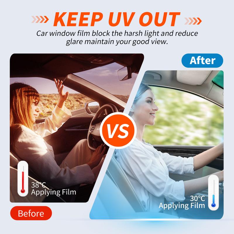 1 Roll 19.69 in × 118.11 in Uncut Black Car Window Tint Film, 35% VLT, Adhesive-Free UV & Heat Insulation Film, Suitable for Front & Rear Windshield, Windows, and Sunroofs – Perfect for SUVs, Sedans, and Glass Doors, Easy to Install & Reusable