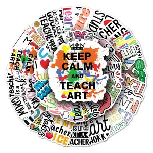 50Pcs Teacher Stickers Teacher Christmas Gifts Vinyl Waterproof Appreciation Stickers for Laptop Water Bottles Bulk Teacher's Day Gift