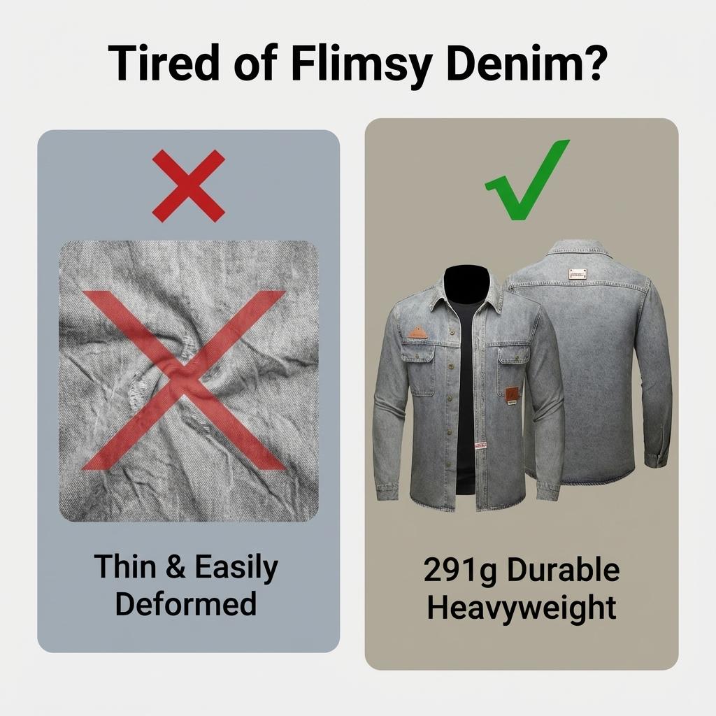 Men's  Washed Denim Shirt, Retro Distressed Biker  Shirt， Classic Trucker Shirt with Shoulder Stitching, Casual Button-Down Motorcycle Denim Shirt  for Men, Fashion Streetwear Denim Shirt for Daily Wear, Riding, Outdoor