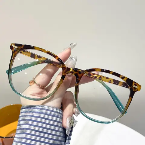 Tortoiseshell Pattern Ombre Large Frame Eyeglasses, Stylish Eyewear, Anti-blue Light Eyeglasses for Women & Men, Eyeglasses for Work, Daily Clothing Decor, Protective Glasses, Casual Glasses Eyeglasses