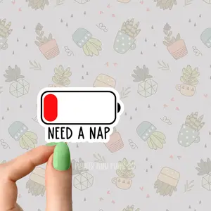 need a nap battery stickers, funny anxiety sticker, positivity stickers, happiness sticker Flower Boho Books Plant Sticker Book lover Funny Plant Stickers for Tumblers and Water Bottles Waterproof 3"