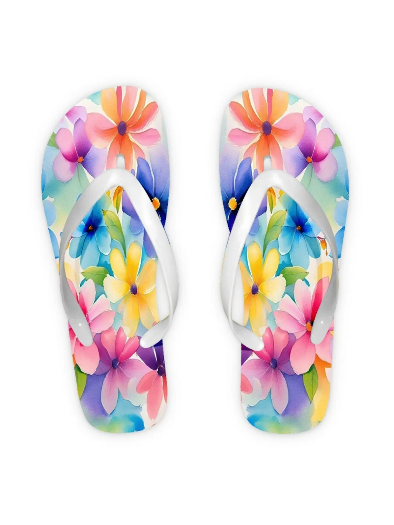 2026 Summer New Women's Flip Flops, Open Toe, Colorful Floral Print, Flat Heel, Multiple Colors & Sizes Available, Ideal for Mother's Day, Easter, Holiday Gifting, All - Season Comfort, Stylish Women's Fashion Sandals, Women Shoes
