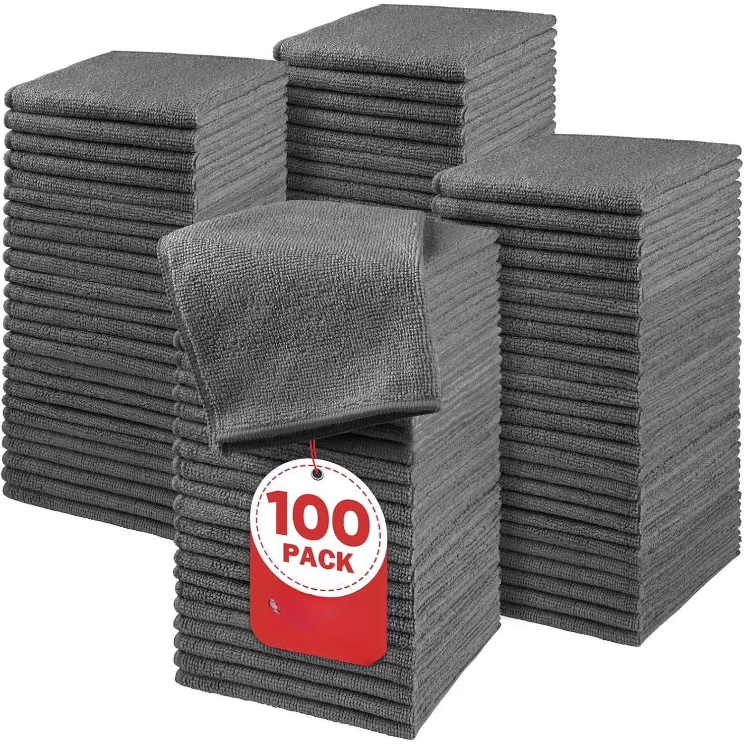 Microfiber Washcloths Bulk Towels Set 100 Pack, Highly Absorbent and Soft Feel  Cloths, Multi-Purpose Wash Cloths & Hand Towels for Bathroom, Hotel, , and Gym, 12x12 Inch, Grey