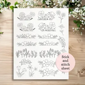 stick and stitch embroidery patterns, full page flowers, pocket patterns embroidery stencils