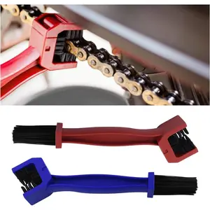 2 count  Chain Brush,Double-Ended  Chain Cleaner with Three-Sided and Long Bristles,Universal  Chain Cleaning Kit for  Bicycle Mountain  (1 Red + 1 Blue)