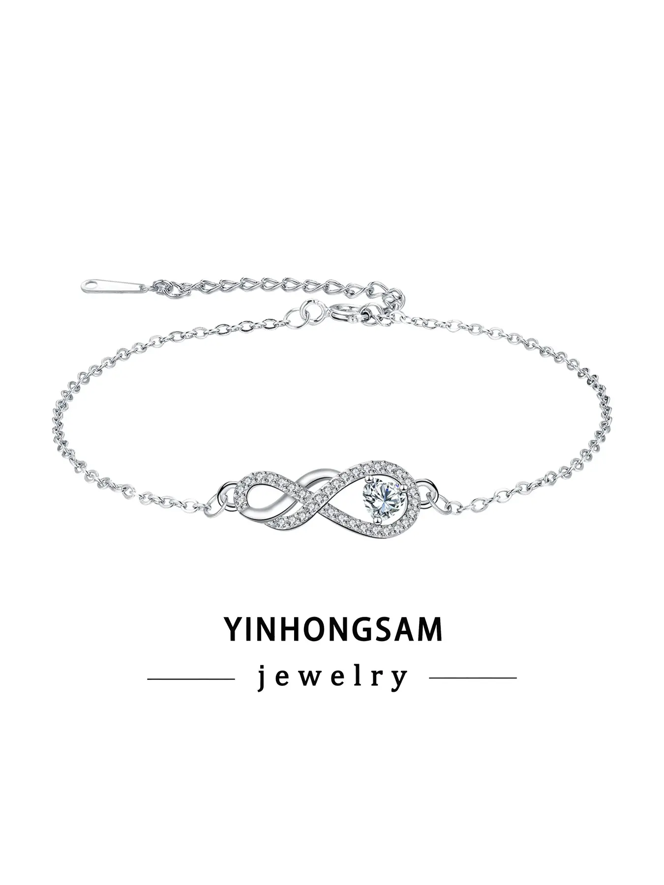 18k White Gold Infinity Heart Bracelet for Women, Forever Love Symbol Hypoallergenic Bracelet, Romantic Birthday Gift for Girlfriend Wife Mom