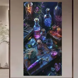 1 DIY diamond painting kit, 5D diamond art set, DIY decorations, bottle, candle, gem diamond painting kit full round drills, mosaic, diamond art, DIY art home decor, suitable for Christmas.