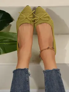 Women's Fashionable Bow Front Design Slip on Flats, Casual Comfortable Pointed Toe Flat Shoes for Daily Wear, Lightweight Breathable Shoes for All Seasons, Soft Sole Flats