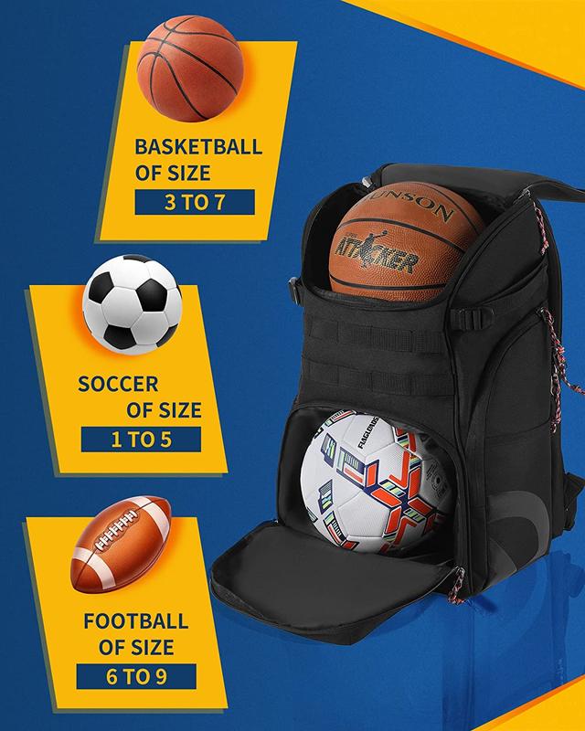 Basketball Backpack Large Sports Bags with Separate Ball holder & Shoes compartment, Best for Basketball, Soccer, Gym