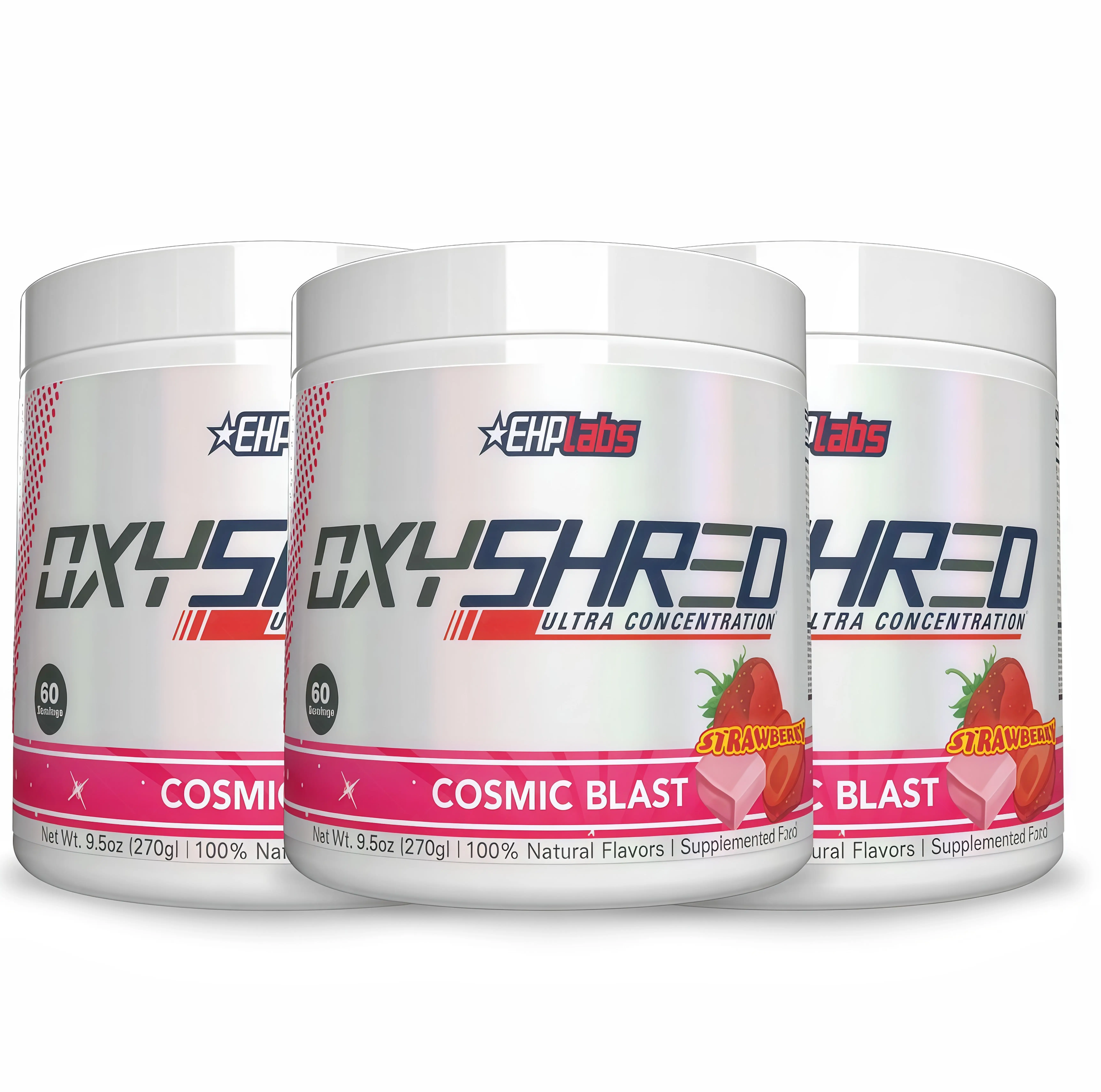 3 Pack EHPlabs OxyShred Ultra FD Concentration Pre Workout Powder 60 Serves 150mg Caffeine Sugar Free Vegan Friendly GlutenFree Men Women Health Fitness Supplements Cosmic Blast Flavor