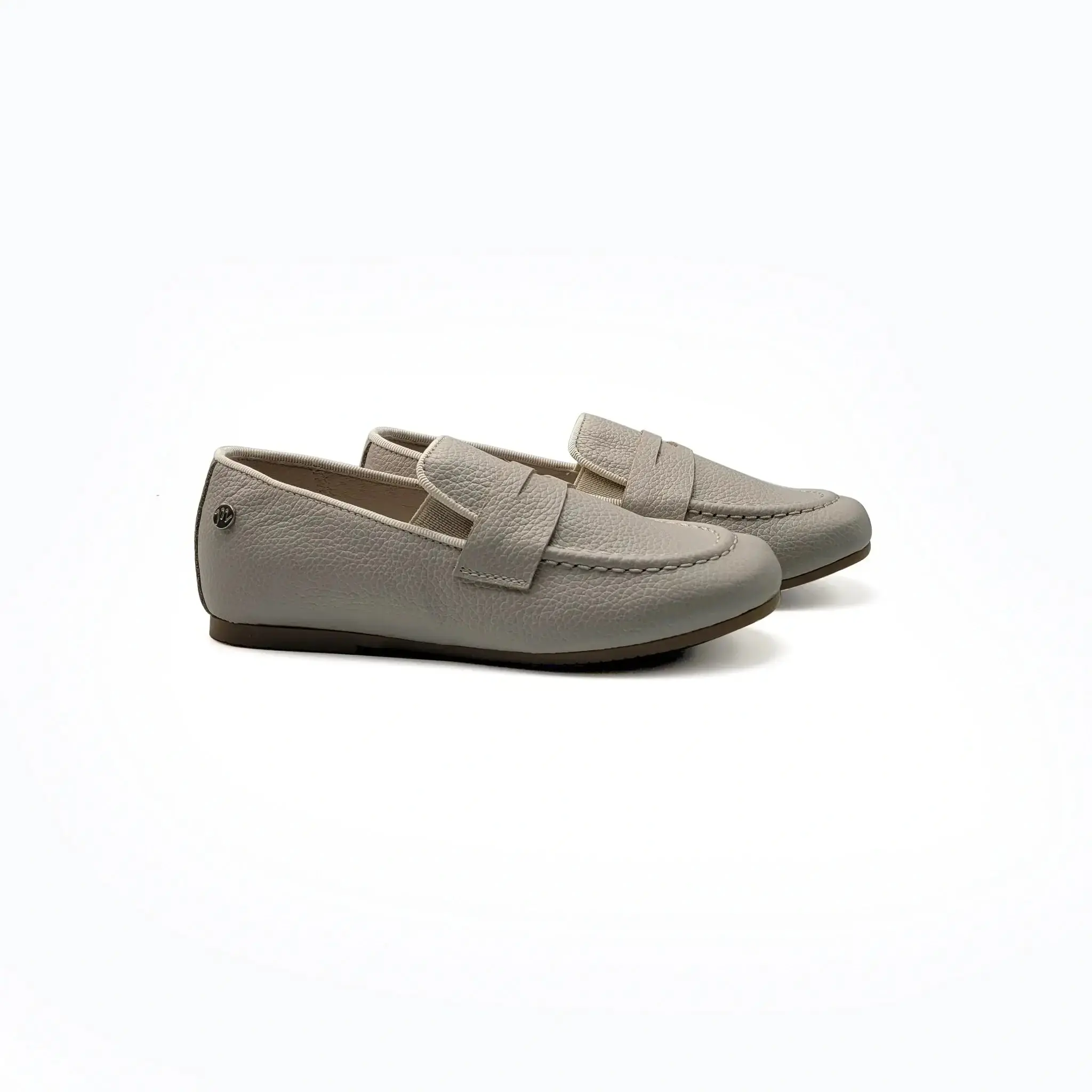 Manuela De Juan Cream Pebbled Miqueas Penny Loafer