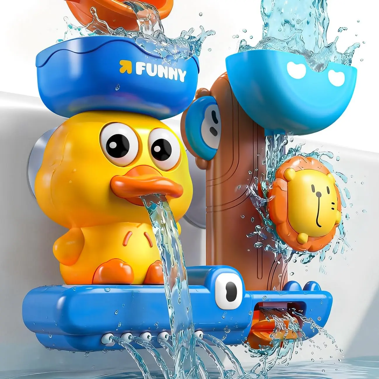 Bath Toys for 1 2 Year Old Boys: Cute & Fun Duck Bathtub Toys Toddlers 2-4 - Suction Bath Toys for Kids Ages 1-3-5 - Birthday Gifts for 1 2 3 Year Old Boy (Blue)