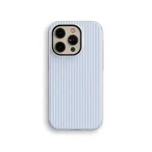 Striped Linen Tough iPhone Case - Protective and Shockproof