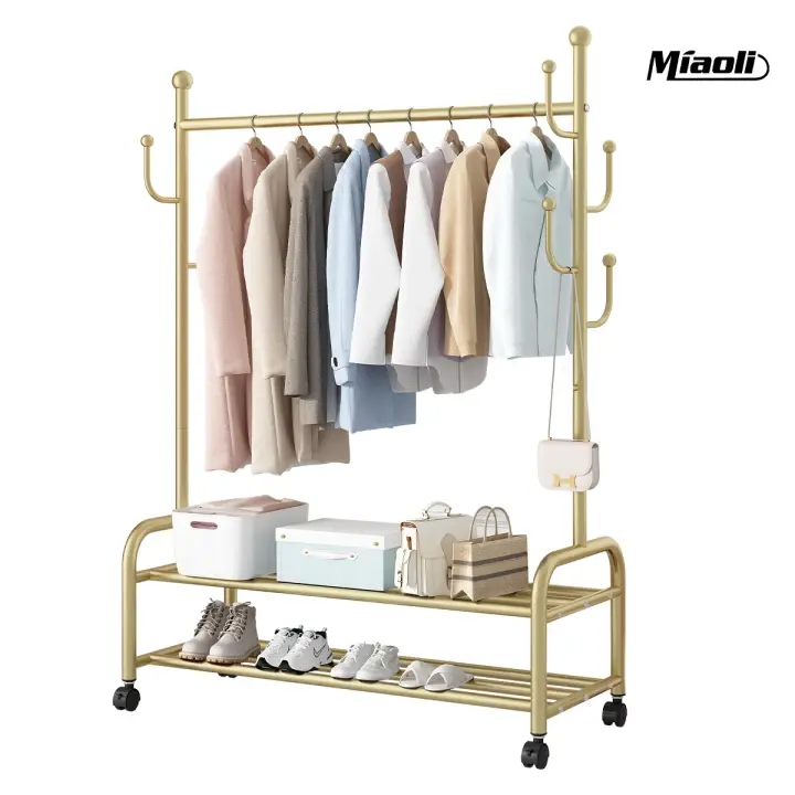 Miaoli Floor-Standing Coat Rack - Simple Floor Rack, Portable, Multifunctional Storage, Clothes Drying Solution for Home, Balcony