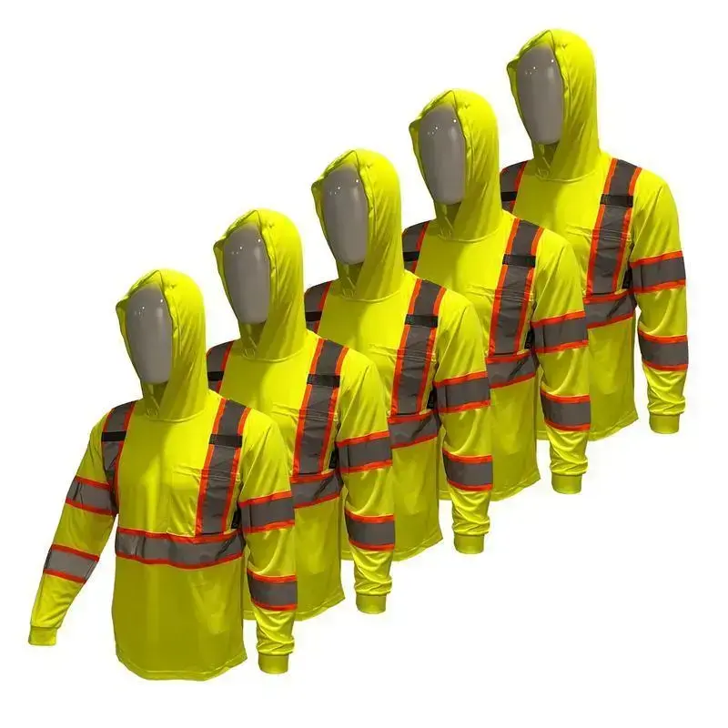 5 PACK SHIRT ST908 High Visibility Hoodie Long Sleeve Safety Shirt with hoodie Polyester Birdeye Mesh in various color 5 PACK SHIRT ST908 High Visibility Hoodie Long Sleeve Safety Shirt with hoodie Polyester Birdeye Mesh in various color