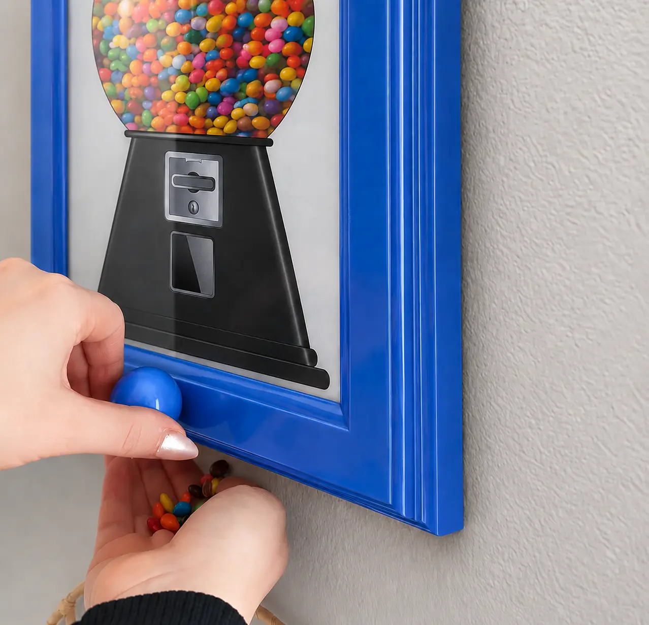 Photo Frame Candy Dispenser with Lever Action, Wall-Mounted and Food-Safe Snack Holder for Convenient Access, Decor, Retro