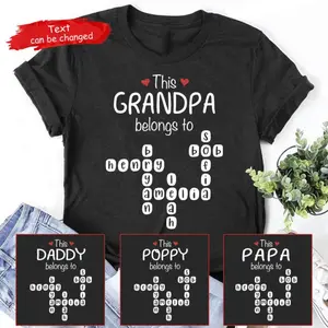 Funny Graphic Tee,Personalized This Grandpa Belongs To Shirt, Custom Papa Shirt, Grandpa With Grandkids Name Shirt