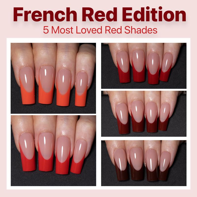 SXC Cosmetics X-Pro Tips - Nail Tips Only - 5 Red Shades French Tip Press On Nails, 150/160pcs, Almond/Coffin/Square Shapes, XS-M Sizes DIY Salon-Quality Nails at Home