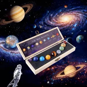 Solar System Planet Crystal Ball, 1 Set Natural Crystal Mineral Specimen, Space Themed Party Gift for Kids Friends Lovers Classmates Astronomy Enthusiasts