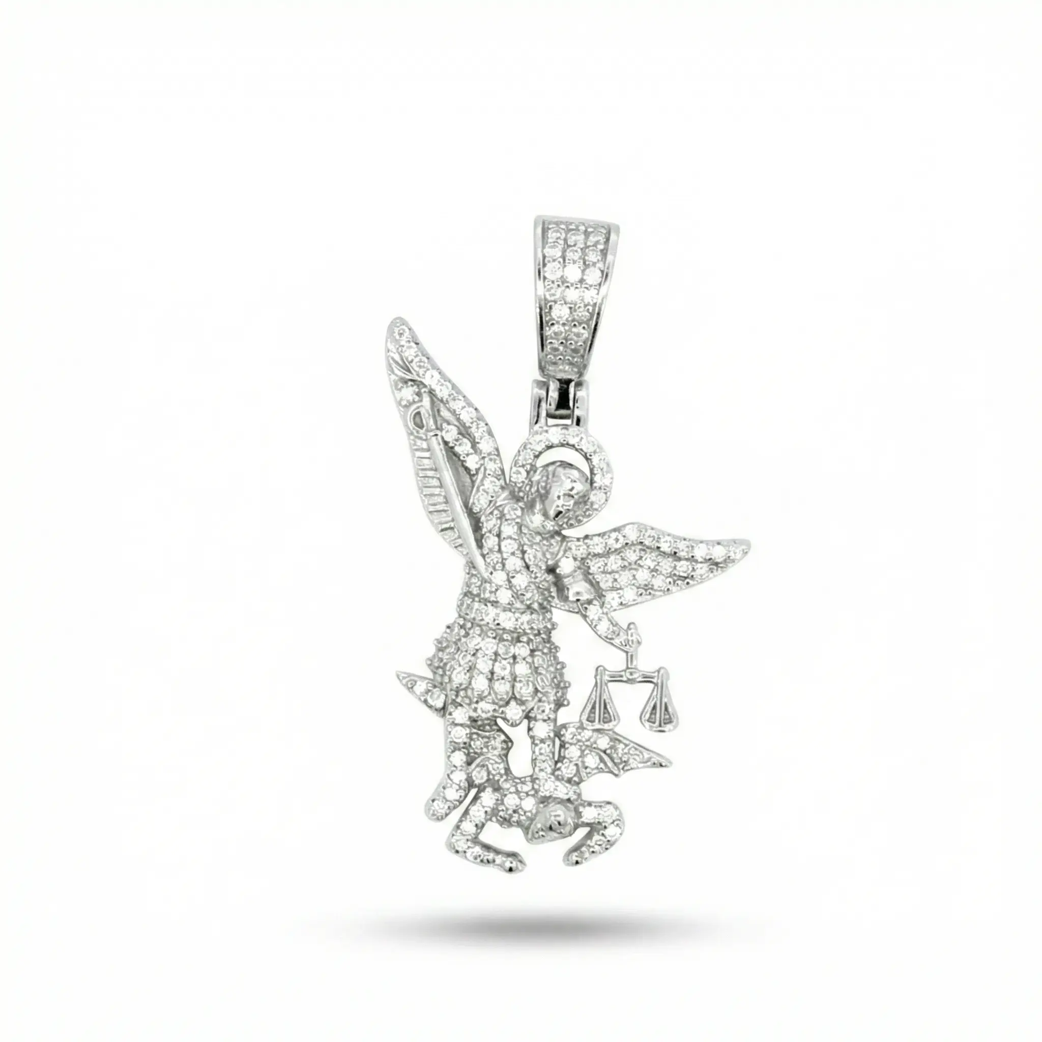 Iced-Out St. Michael the Archangel Moissanite Pendant