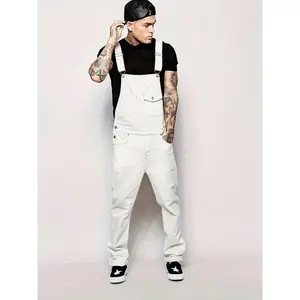 Men'S Ripped Denim Overalls with Adjustable Straps, Featuring a Trendy Hippie Style And Distressed Design.