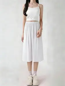 Soft Modal Half-Sleeve Long Waist Dress (waist 64cm), Versatile Underwear Skirt, Y2K Style for Spring & Fall, Perfect for Daily Wear