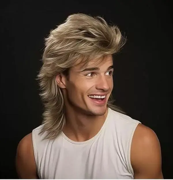 14 Inch Men's Fashion Wig, 70s 80s Costume Party Accessory Role Play Wig, Grey Gold Color, Suitable For Halloween