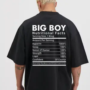 Large Men's Casual Street Style T-Shirt Printed with Big Boy Nutrition Facts Loose Fit Pure Cotton Humorous Graphic Machine Washable Novelty Top Extra Large Size 2720 Breathable Fabric, Graphic Tees