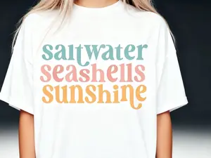 Saltwater Seashells Sunshine Shirt Summer Beach Top for Women Soft Ring Spun Cotton Modern Classic Fit Vacation Tee Womenswear - Hoodie, Check