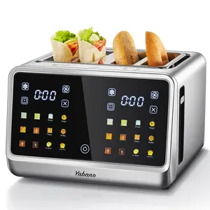 Yabano 4-Slice Toaster with Smart Touch Control, 6 Shade Levels & 6 Bread Settings, Extra Wide Slot for Bagels/English Muffins, Compact Design with Removable Crumb Tray