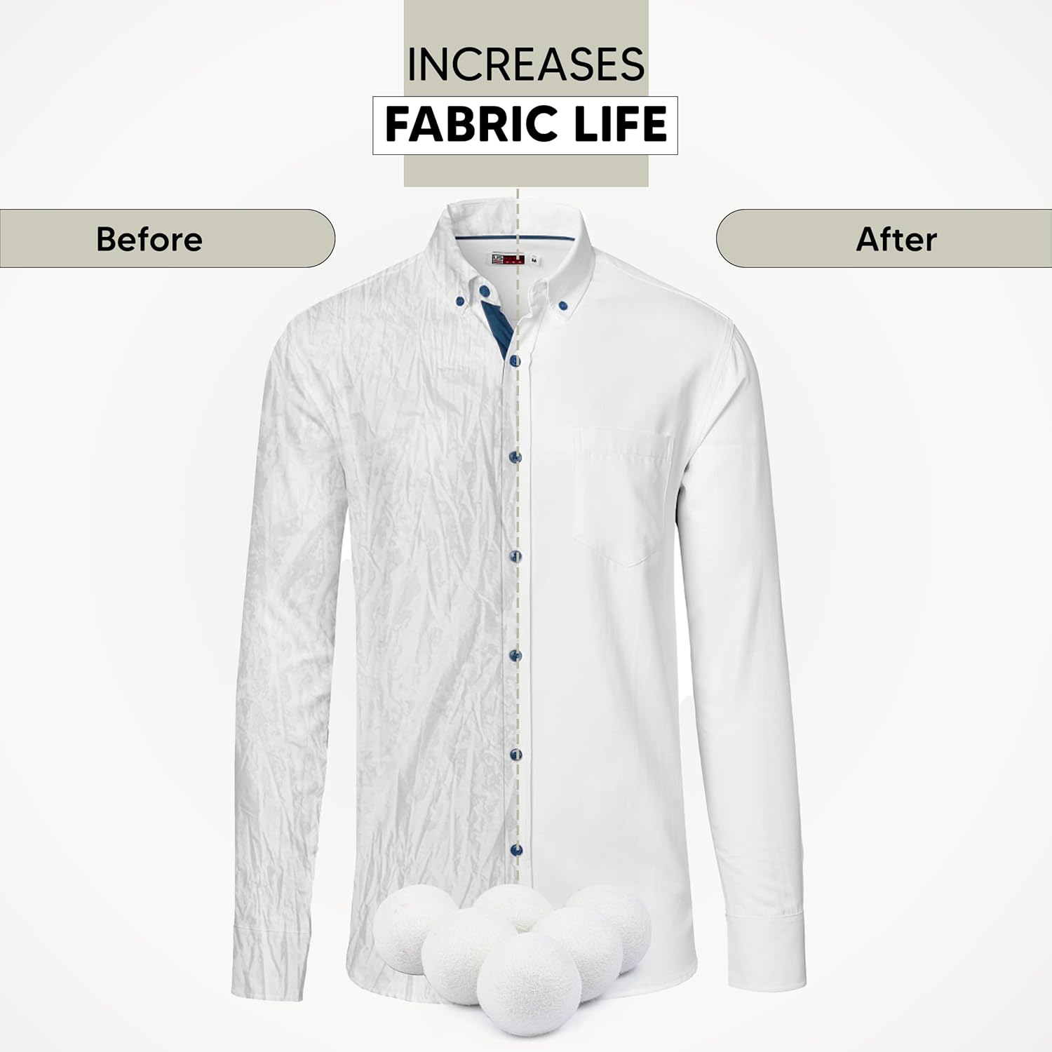 【FaddishDeal】6PCS Natural wool drying ball. Natural soft fabric, reusable, reduce wrinkles and save drying time, anti-static。 Laundry Springtok
