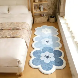 Fresh blue gradient petal living room sofa rug French ins style bedroom decoration Floral Area Rug bedside rug balcony bay window rug fluffy soft dressing room vanity rug washable kitchen bathroom entrance non-slip mat