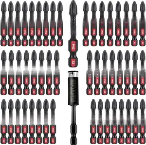 Impact Tough #2 Phillips 2 in. Insert Driver Bits,50Pack PH2  Bits Set with 1 count Impact Bit Holder,Bulk