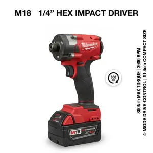 Milwaukee M18 FID3 18V 1/4-Inch Hex Impact Driver with Four Mode Drive Control and 3900 RPM,Professional Fastening Gear for Precision Electrical Work and General Maintenance Projects Requiring Consistent Power Output