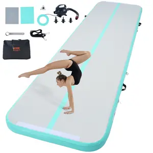 VEVOR Gymnastics Air Mat, TikTokShopBlackFriday, 4 inch Thickness Inflatable Gymnastics Tumbling Mat, Tumble Track with Electric Pump, Training Mats for Home Use/Gym/Yoga/Cheerleading/Beach/Park/Water