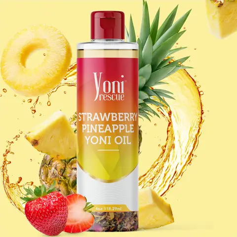 Yoni Rescue Strawberry Pineapple Yoni Oil, with Apricot, Jojoba, Avocado Oils & Vitamin E Oil, Fast-Absorbing, Nourishes and Hydrates,4oz